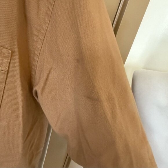 L.L. Bean Womens Medium Tan Button Up Field Barn Jacket Coat Corduroy Trim - Picture 3 of 11